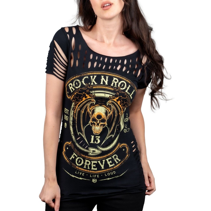 Tops | Sirens Collection Rock N Roll Forever Cut Tee